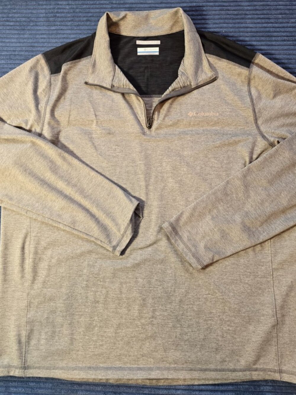 Columbia Men’s Large Omni‑Wick Gray Quarter Zip Pullover Long Sleeve Activewear